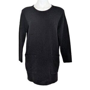 Zara Black Soft Knit Lagenlook Double Front Pocket Tunic Top Mini Dress